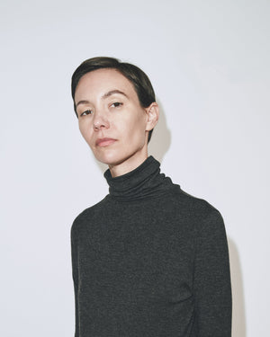 MIJEONG PARK ROLL NECK TOP IN CHARCOAL