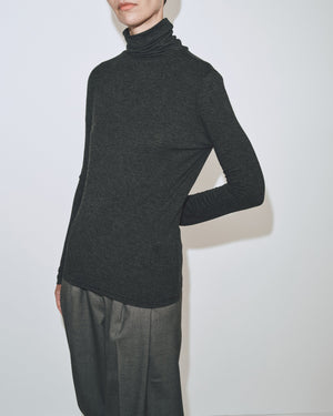 MIJEONG PARK ROLL NECK TOP IN CHARCOAL
