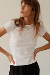 DONNI. POINTELLE TOP IN POWDER