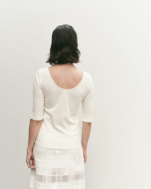 MIJEONG PARK SCOOP BACK RIB TOP IN IVORY