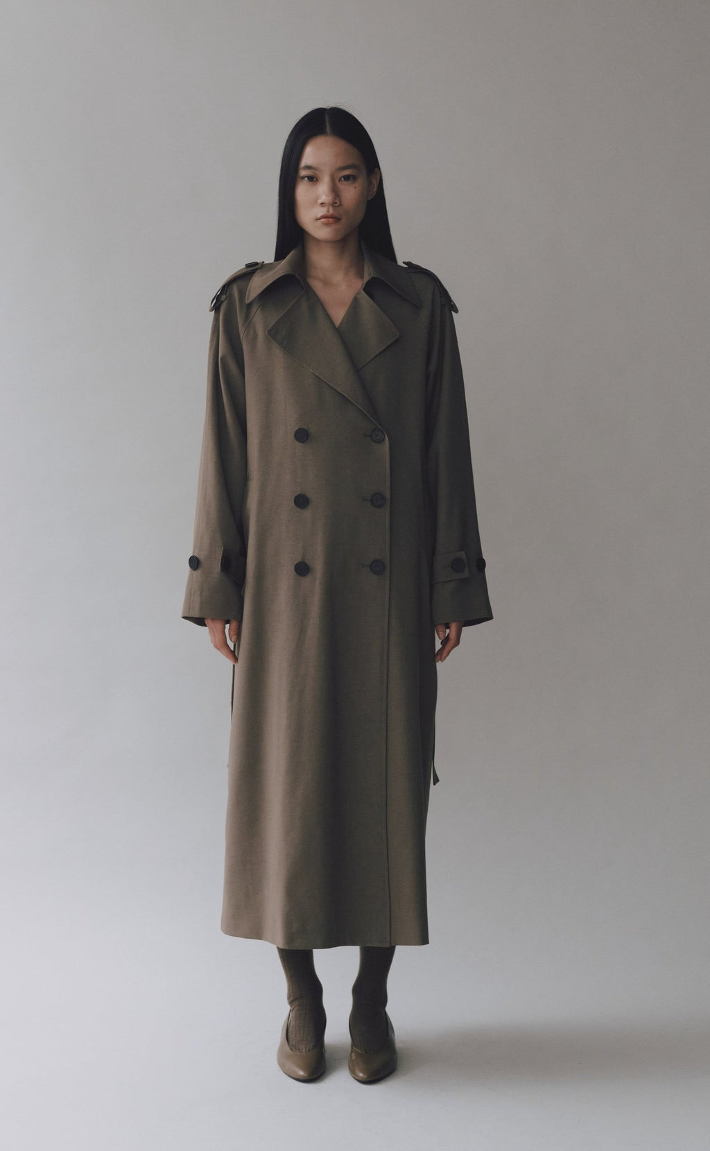 MIJEONG PARK WOOL BLEND LONG TRENCH