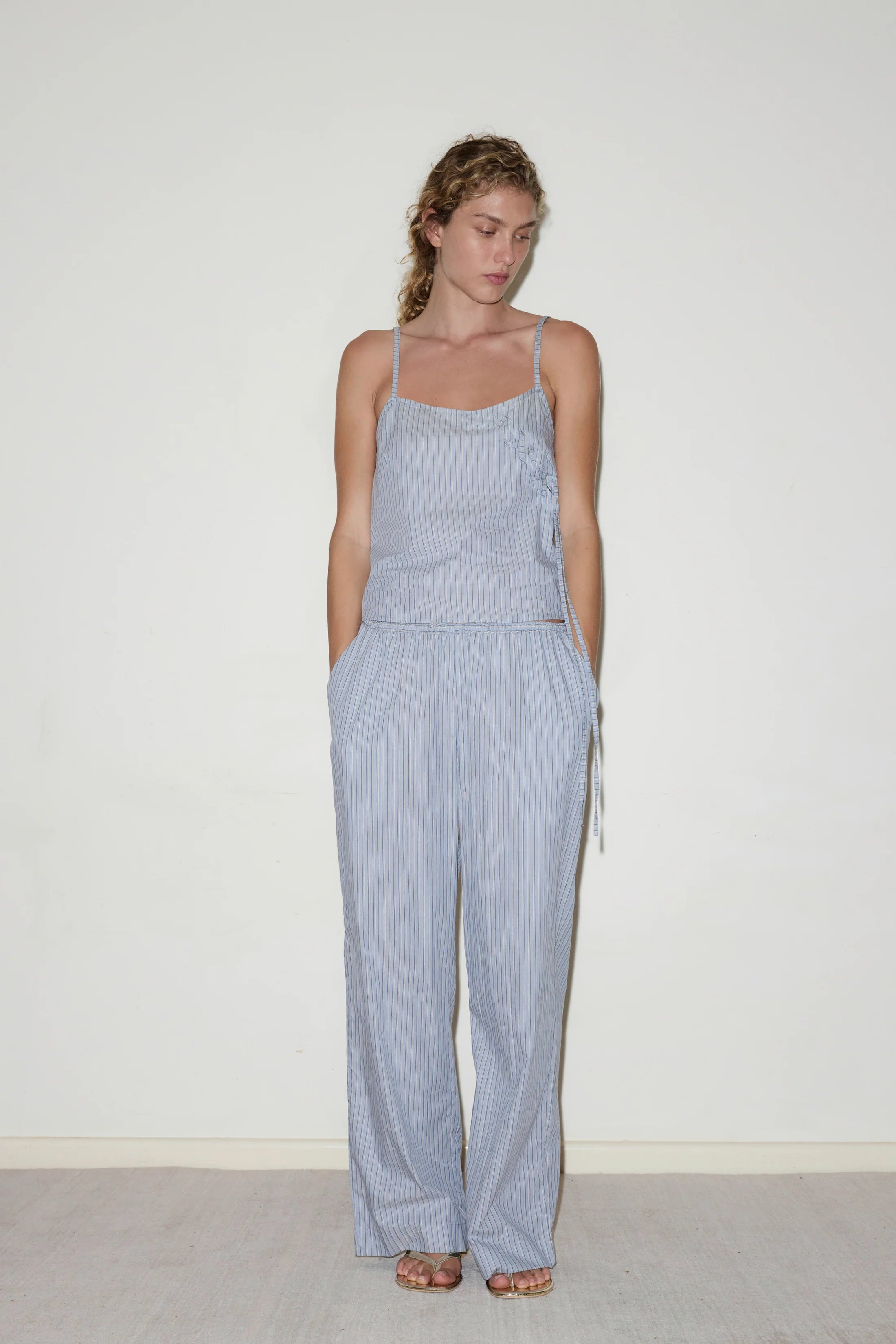 DEIJI EASE TROUSER GLACIER STRIPE