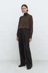 CORDERA PLEATED RELAXED PANTS DARK BROWN