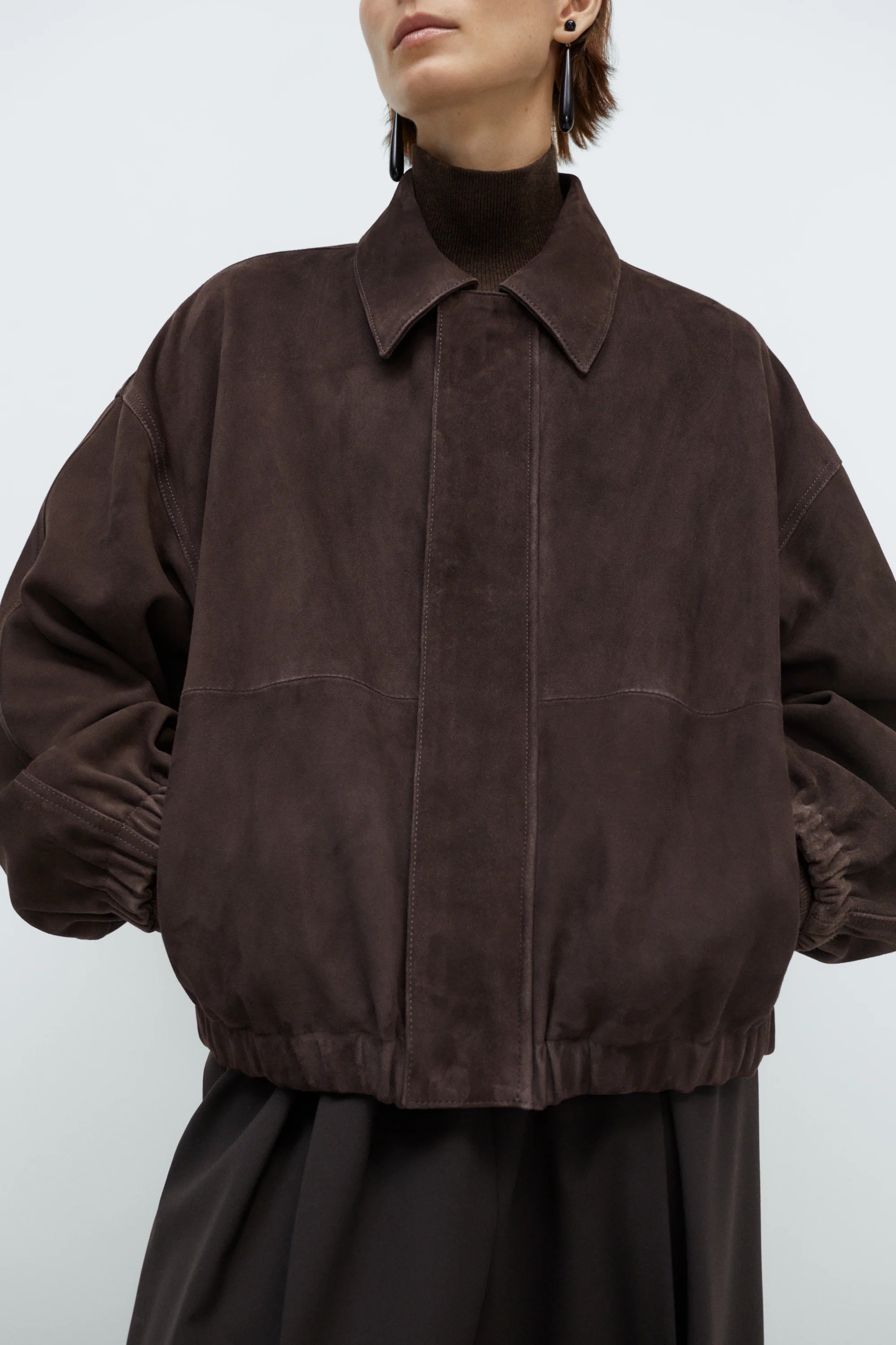 CORDERA SUEDE BOMBER JACKET DARK BROWN