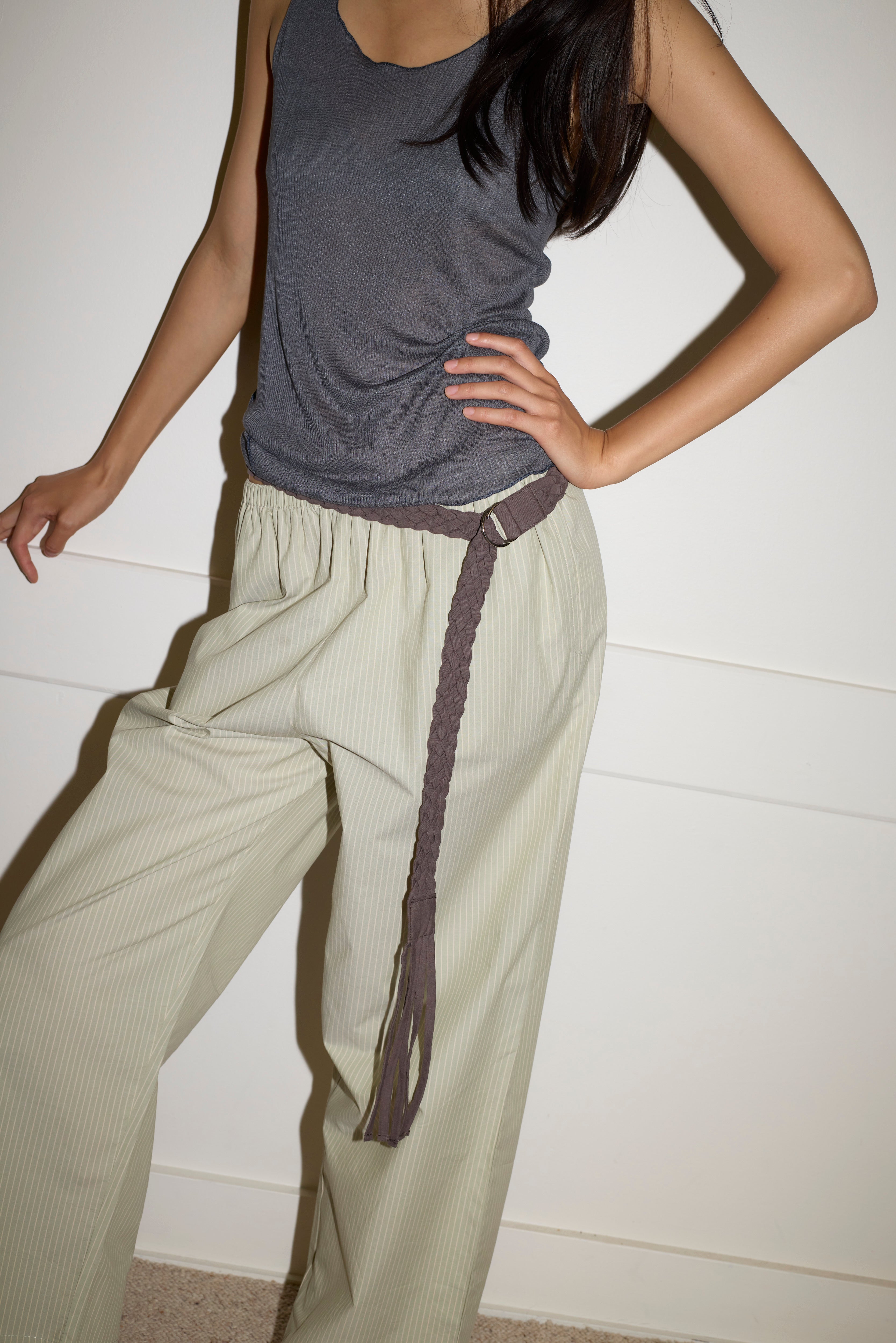 DEIJI STUDIO EASE TROUSER PISTACHIO STRIPE