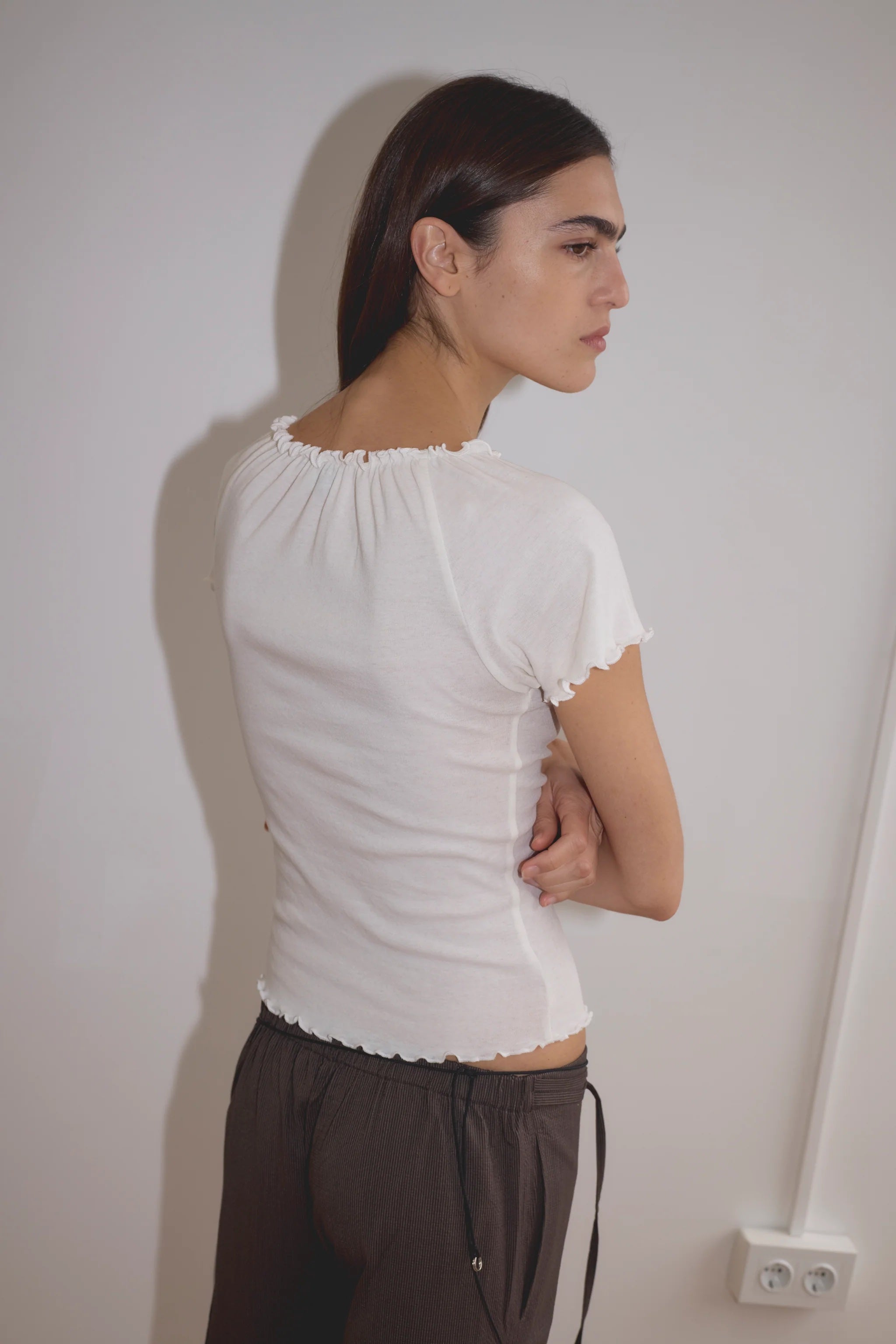 DEIJI STUDIOS DOUBLE BELTED PANT BROWN STRIPE