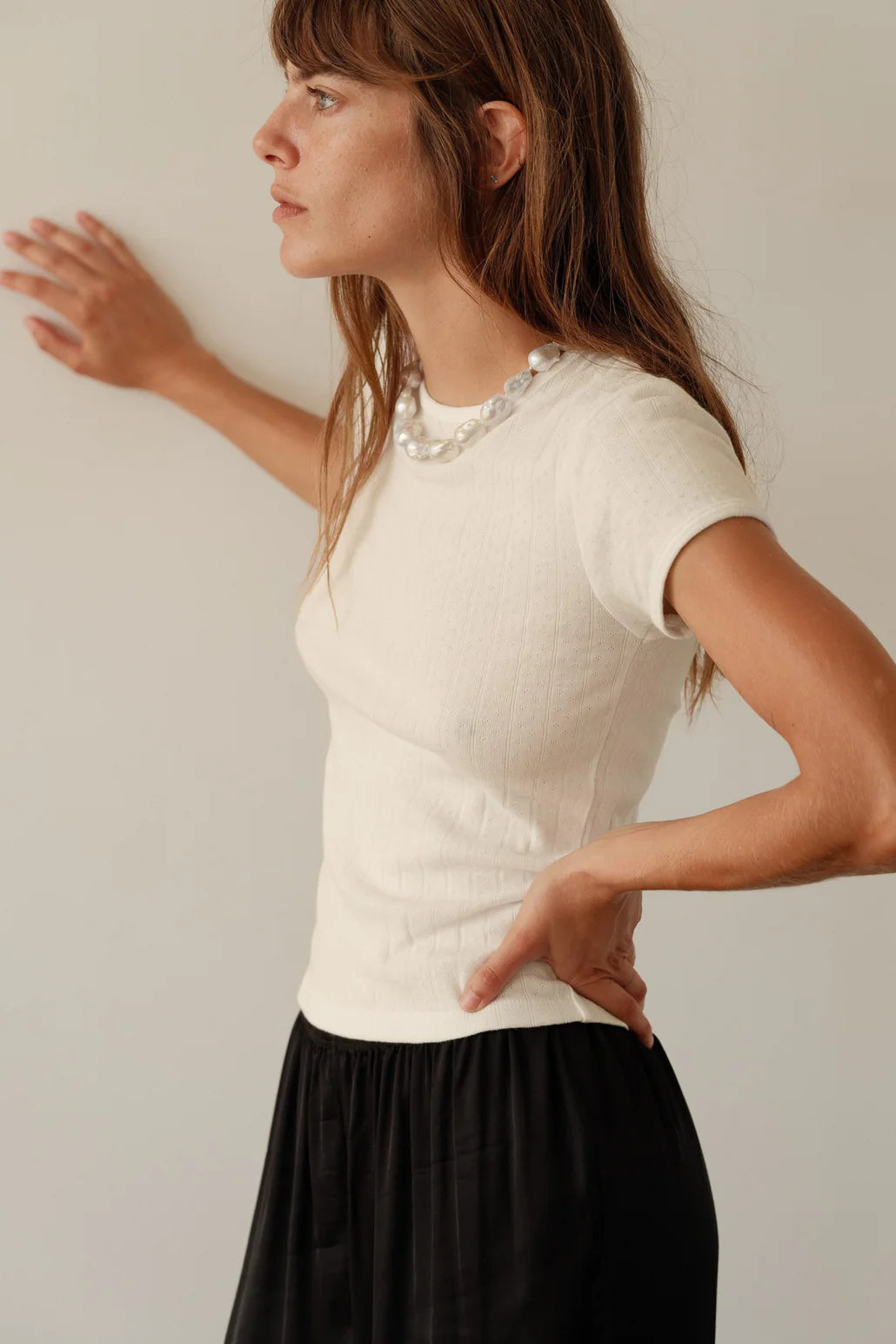 DONNI. POINTELLE TOP IN CREME