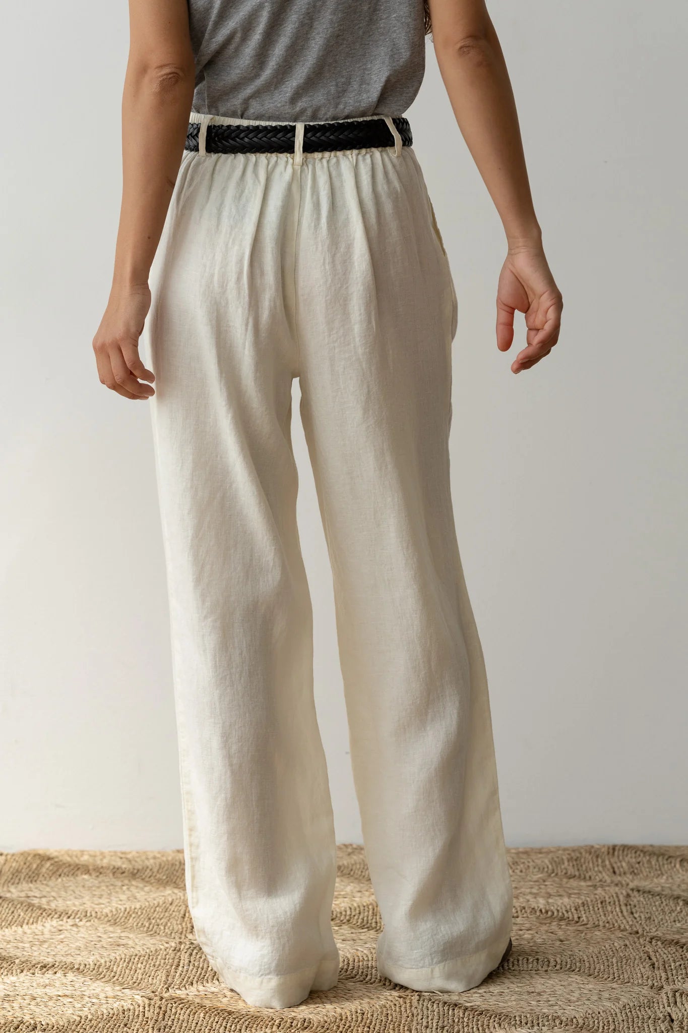 DONNI LINEN PLEATED TROUSER IN CREME