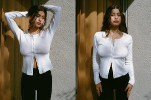 GIL RODRIGUEZ SOPHIE CARDIGAN IN WHITE