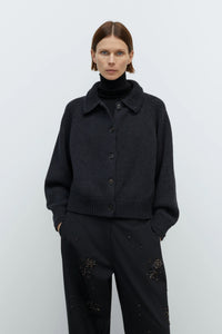 CORDERA MERINO WOOL COLLAR CARDIGAN