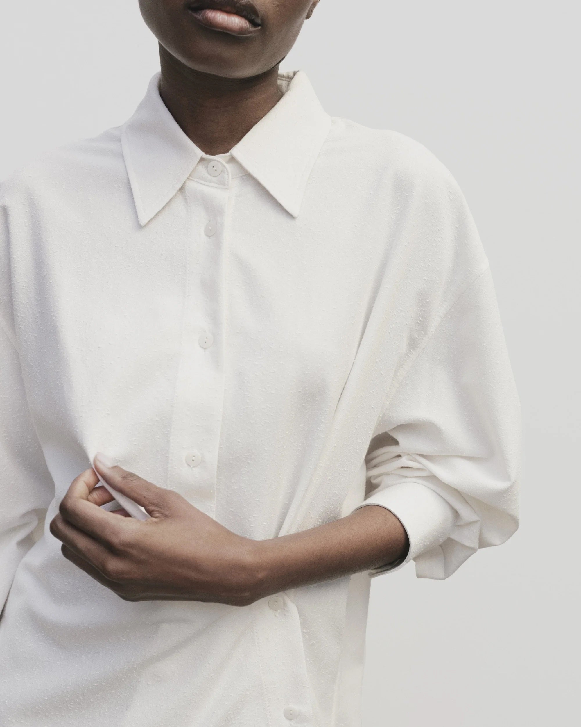 MIJEONG PARK TEXTURED OVERSIZED SHIRT IVORY