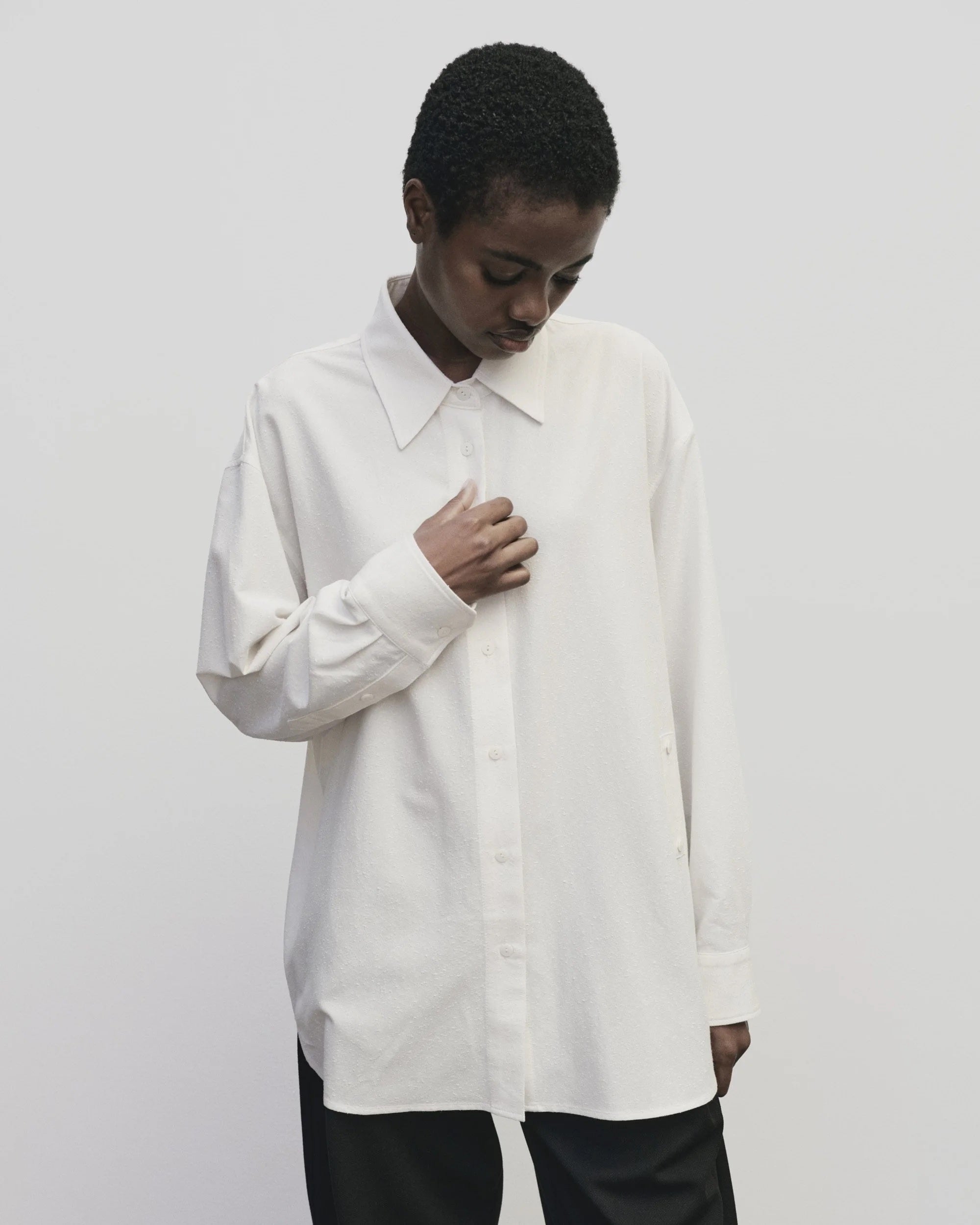 MIJEONG PARK TEXTURED OVERSIZED SHIRT IVORY