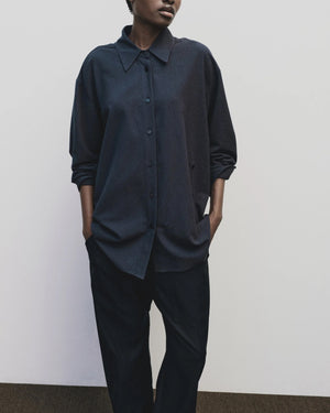MIJEONG PARK TEXTURED OVERSIZED SHIRT NAVY