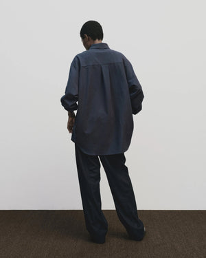 MIJEONG PARK TEXTURED OVERSIZED SHIRT NAVY