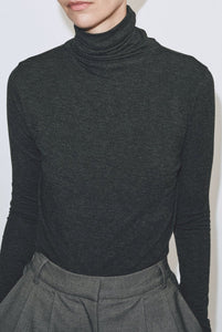 MIJEONG PARK ROLL NECK TOP IN CHARCOAL
