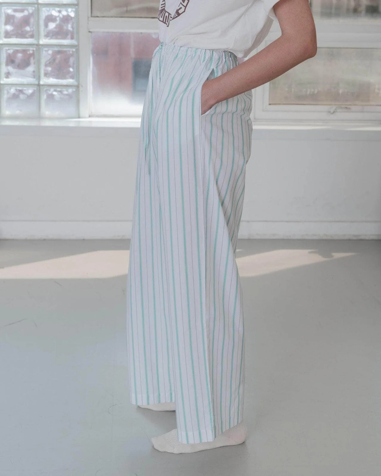 BASERANGE KOLLA PANTS IN BLUE STRIPE