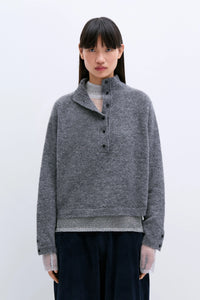 CORDERA BABY ALPACA GREY POLO SWEATER