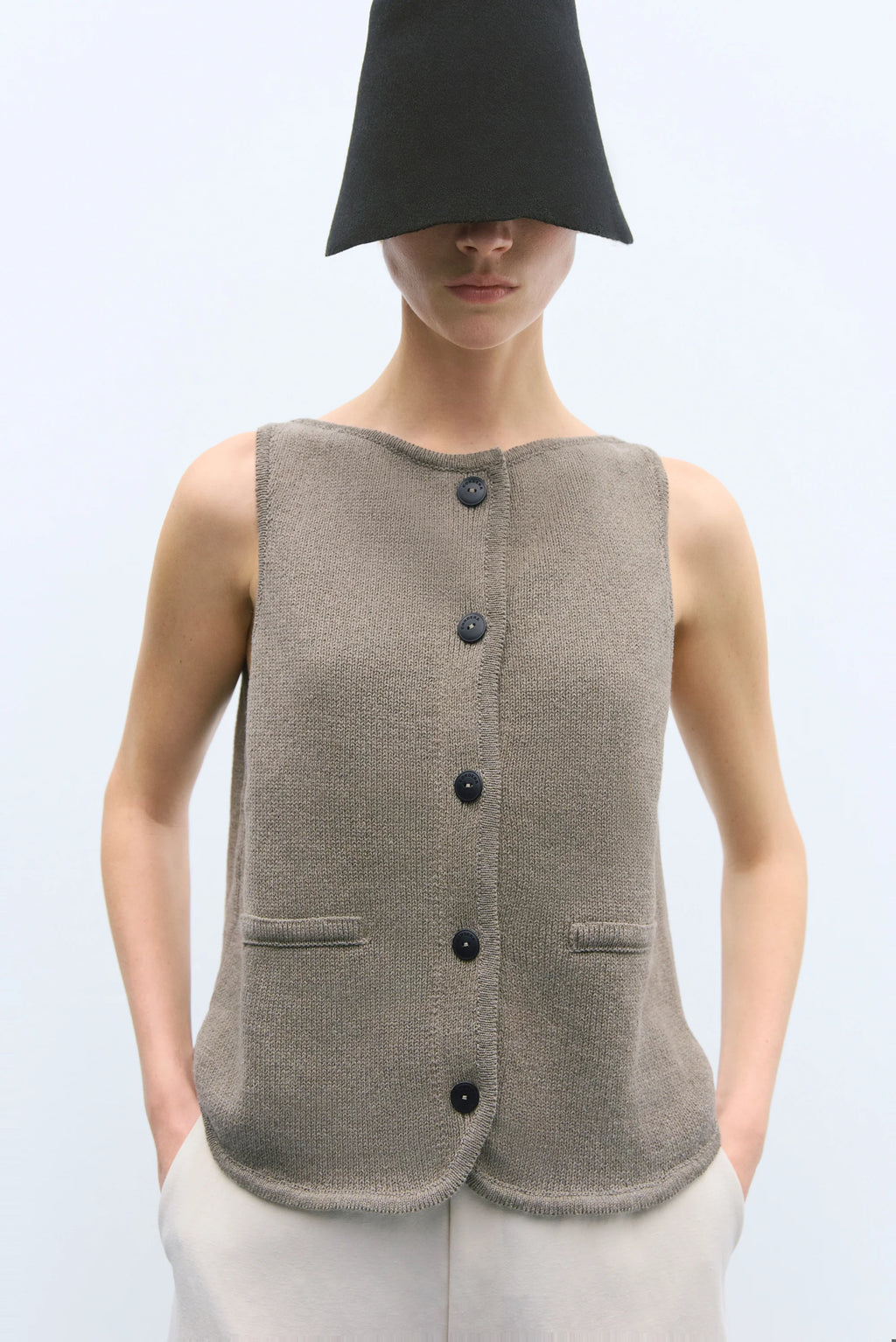 CORDERA BOAT NECK WAISTCOAT TAUPE