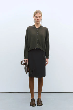 CORDERA COTTON & CASHMERE CARDIGAN DARK MOSS