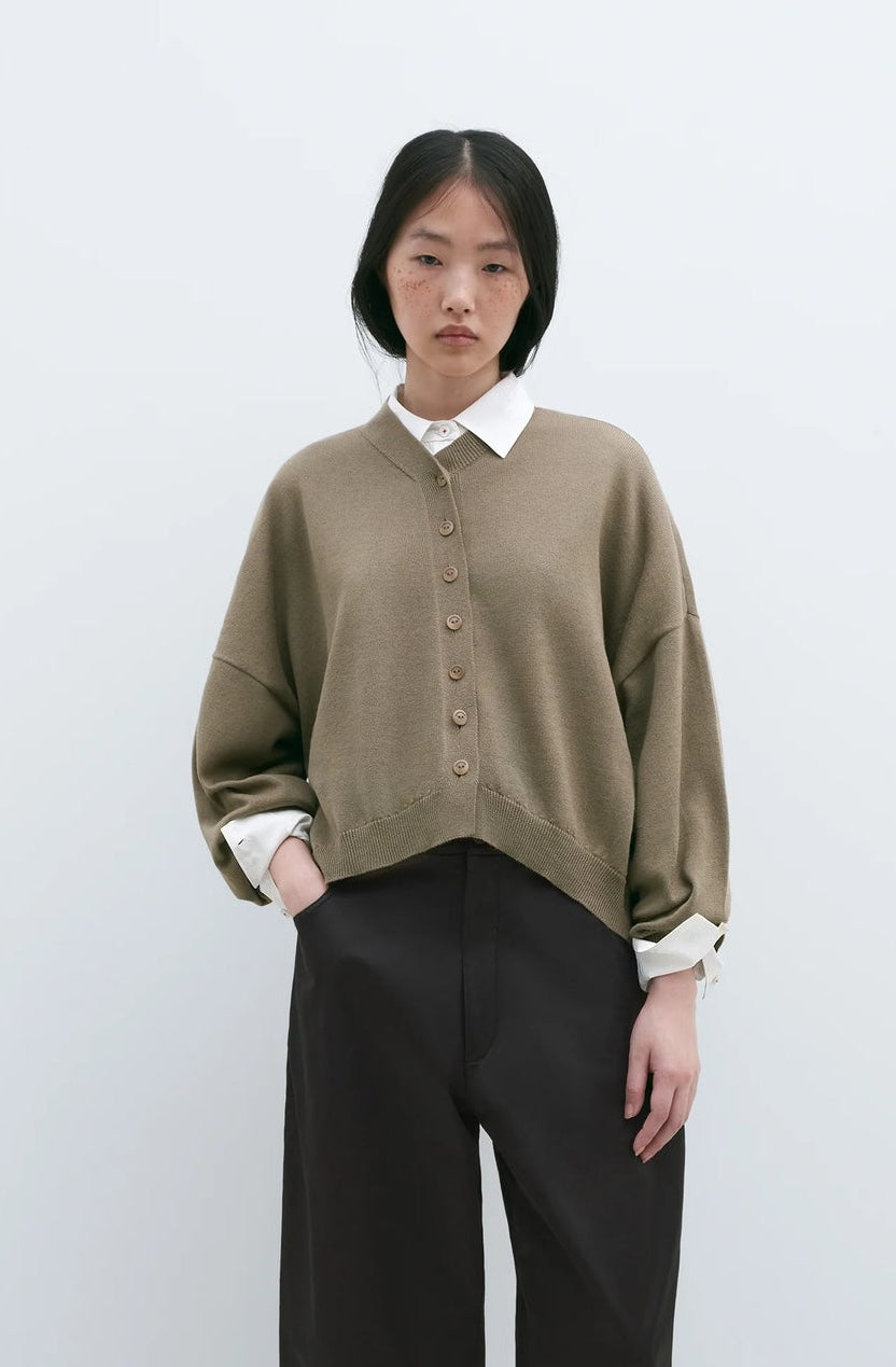 CORDERA COTTON & CASHMERE CARDIGAN IN TAUPE