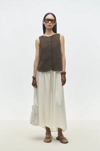 CORDERA BOAT-NECK WAISTCOAT BROWN
