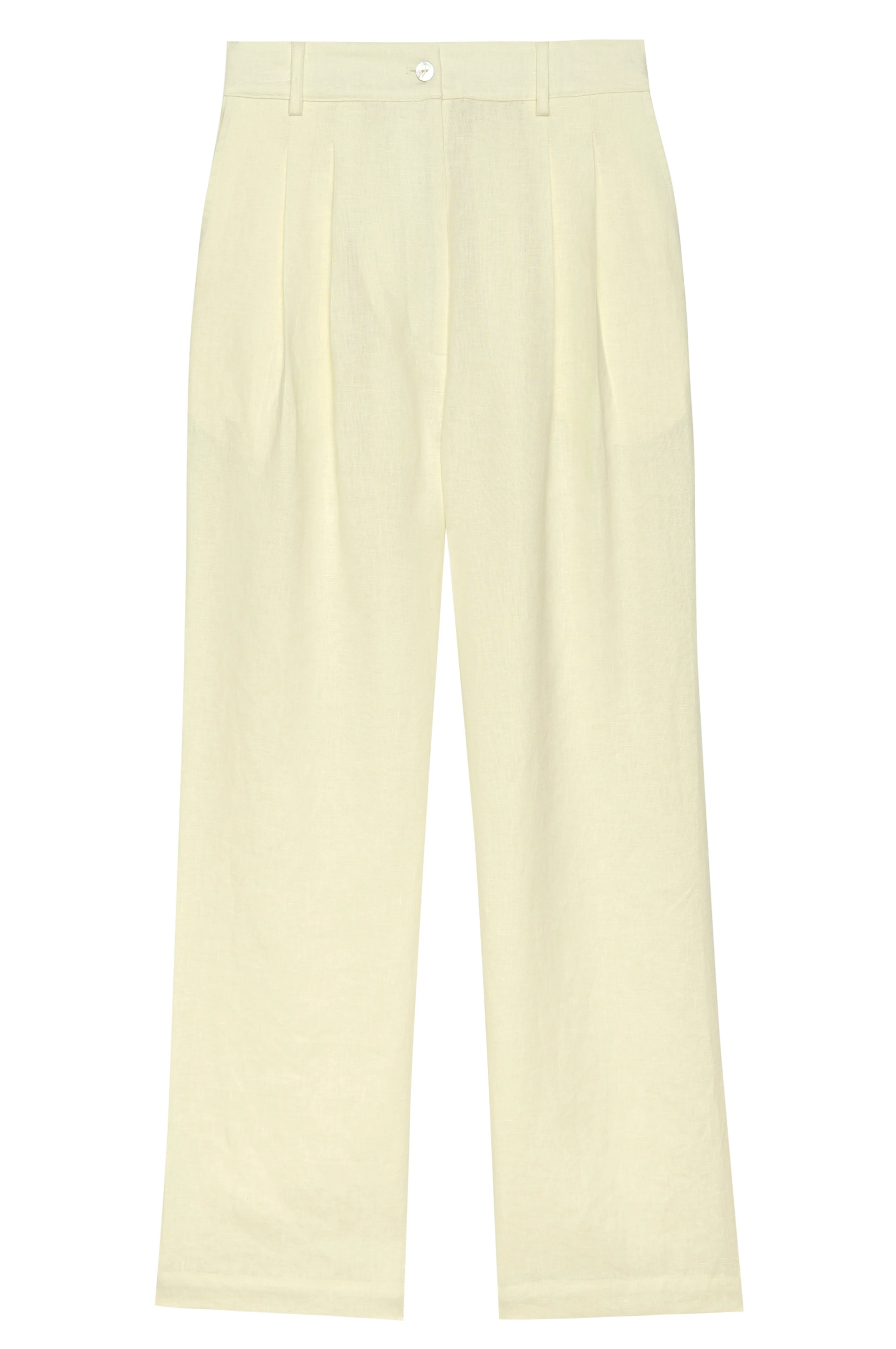 DONNI LINEN PLEATED TROUSER IN CREME