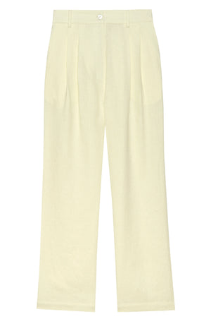 DONNI LINEN PLEATED TROUSER IN CREME