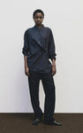 MIJEONG PARK TEXTURED OVERSIZED SHIRT NAVY