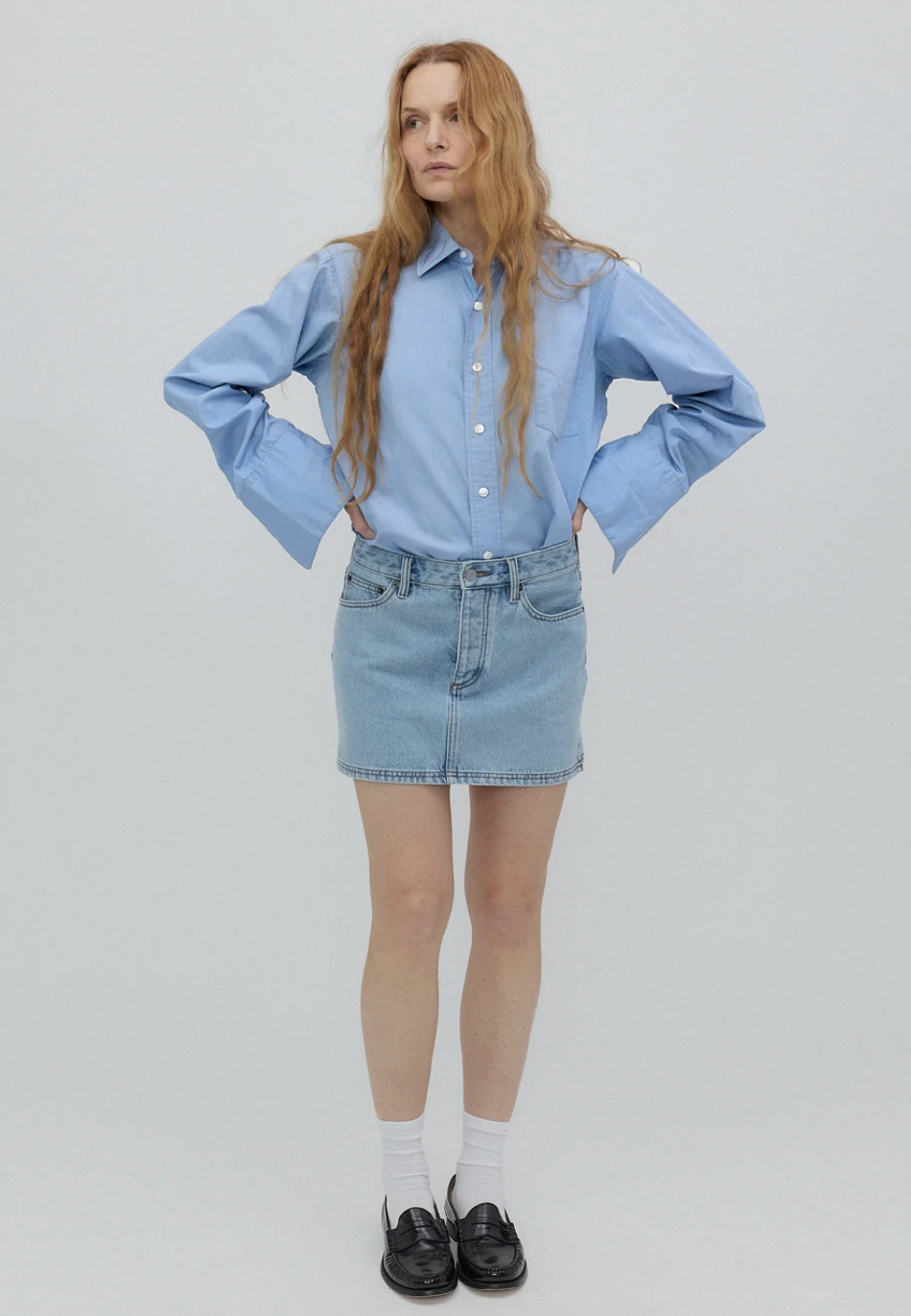 STILL HERE NEW YORK HOLLY SKIRT IN VINTAGE BLUE
