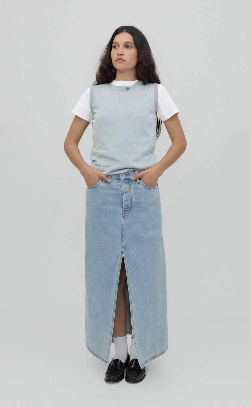 STILL HERE NEW YORK LIMA SKIRT IN VINTAGE BLUE