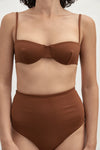 ZIAH BARDOT BALCONY TOP IN TRUFFLE SIZE AU 10