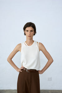 CORDERA VISCOSE CUT OUT TOP IN MARSHMALLOW