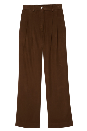 DONNI PLEATED TROUSER IN CHOCOLATE